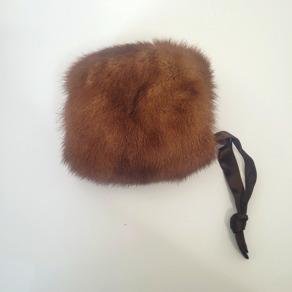 Small genuine mink fur hand muff